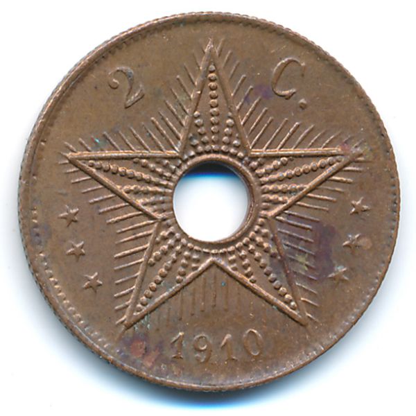 Бельгийское Конго, 2 сентима (1910 г.)