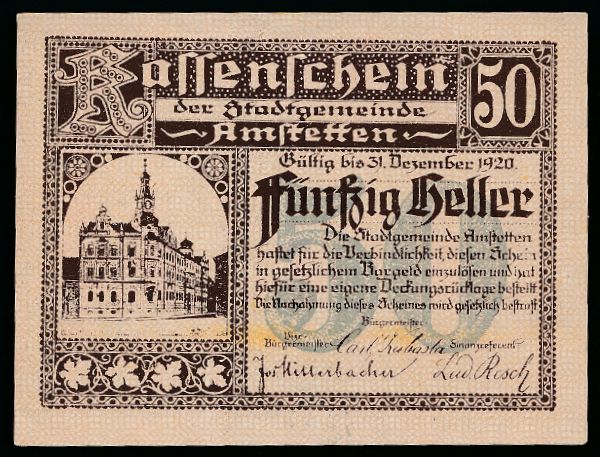 Нотгельды Австрии, 50 геллеров (1920 г.)