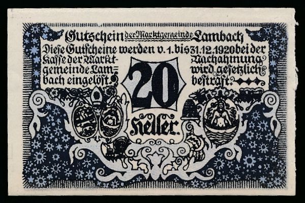 Нотгельды Австрии, 20 геллеров (1920 г.)
