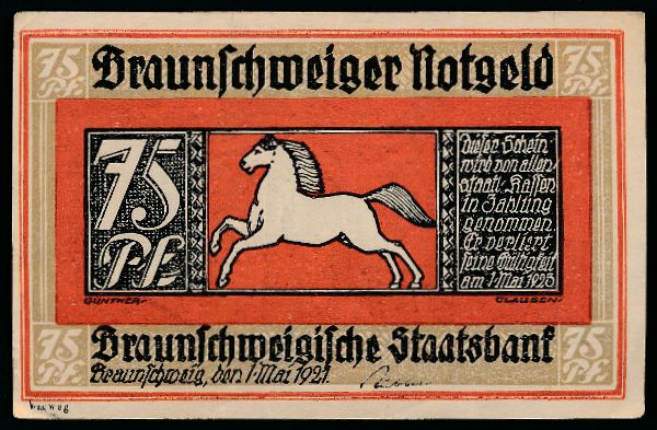 Нотгельды Германии, 75 пфеннигов (1921 г.)