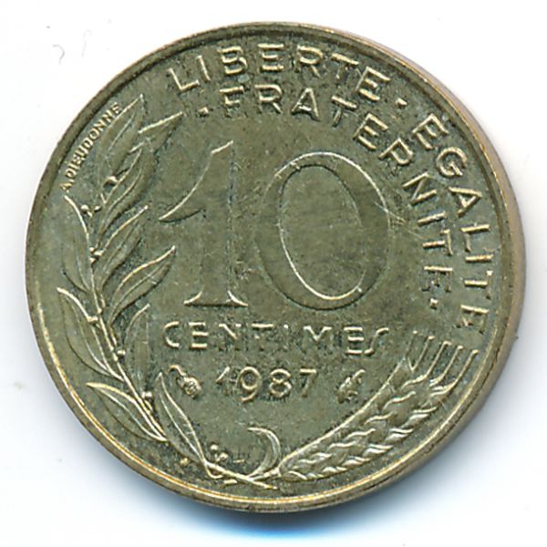 Франция, 10 сентим (1987 г.)