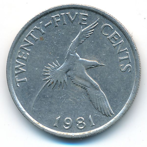 Бермудские острова, 25 центов (1981 г.)