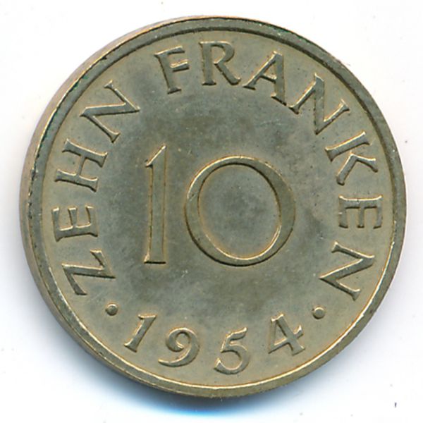Саар, 10 франков (1954 г.)