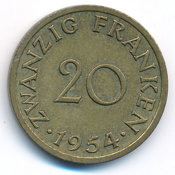 Саар, 20 франков (1954 г.)