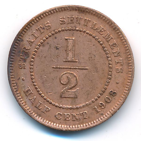 Стрейтс-Сетлментс, 1/2 цента (1908 г.)