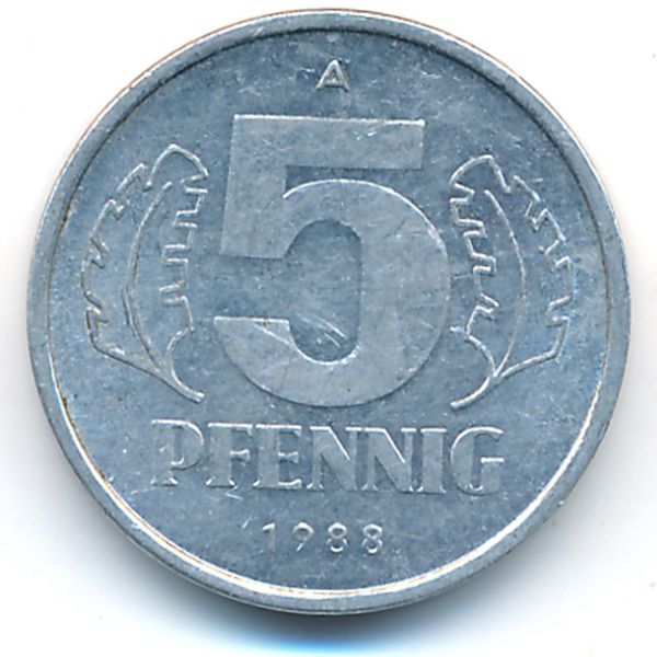 ГДР, 5 пфеннигов (1988 г.)