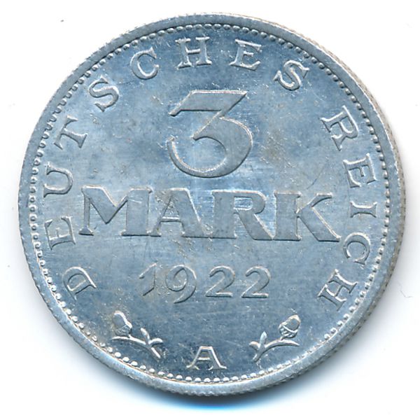 Веймарская республика, 3 марки (1922 г.)
