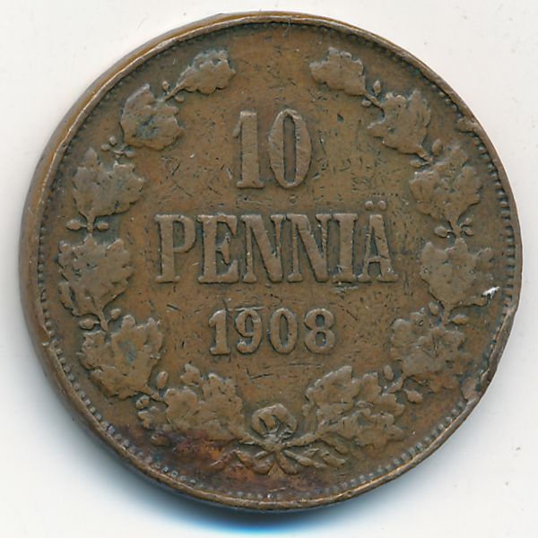 Финляндия, 10 пенни (1908 г.)