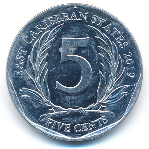 Восточные Карибы, 5 центов (2019 г.)