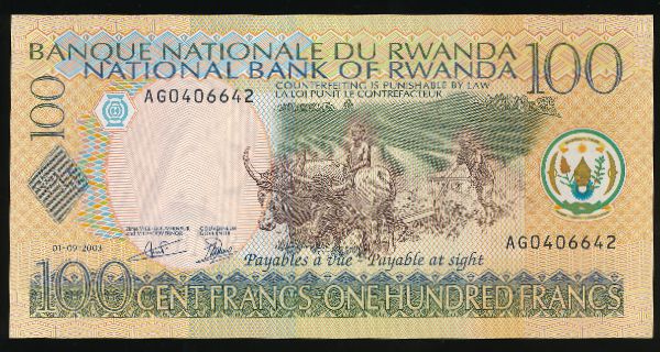 Руанда, 100 франков (2003 г.)
