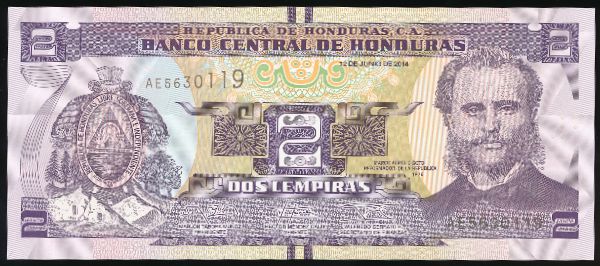 Гондурас, 2 лемпиры (2014 г.)