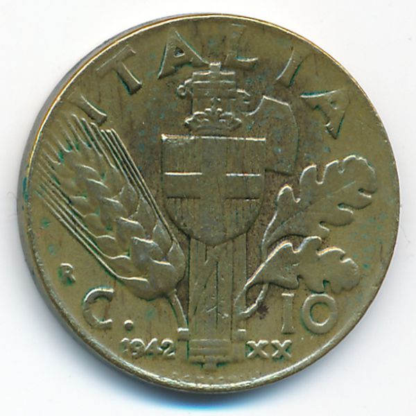 Италия, 10 чентезимо (1942 г.)