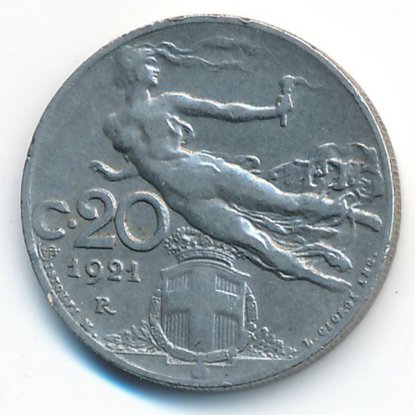 Италия, 20 чентезимо (1921 г.)