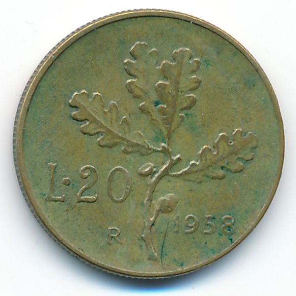 Италия, 20 лир (1958 г.)