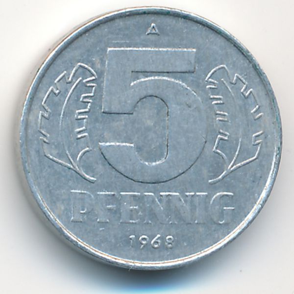 ГДР, 5 пфеннигов (1968 г.)