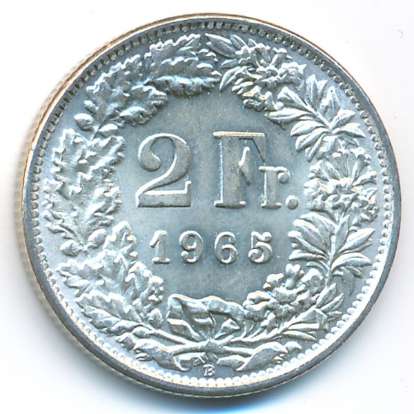 Швейцария, 2 франка (1965 г.)