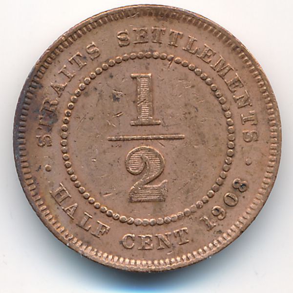 Стрейтс-Сетлментс, 1/2 цента (1908 г.)