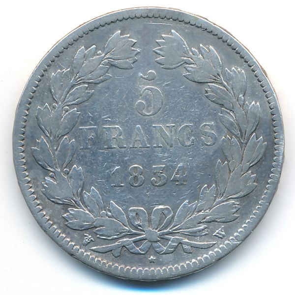 Франция, 5 франков (1834 г.)