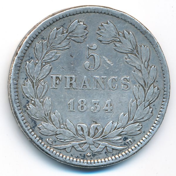 Франция, 5 франков (1834 г.)