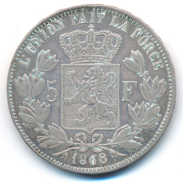 Бельгия, 5 франков (1868 г.)