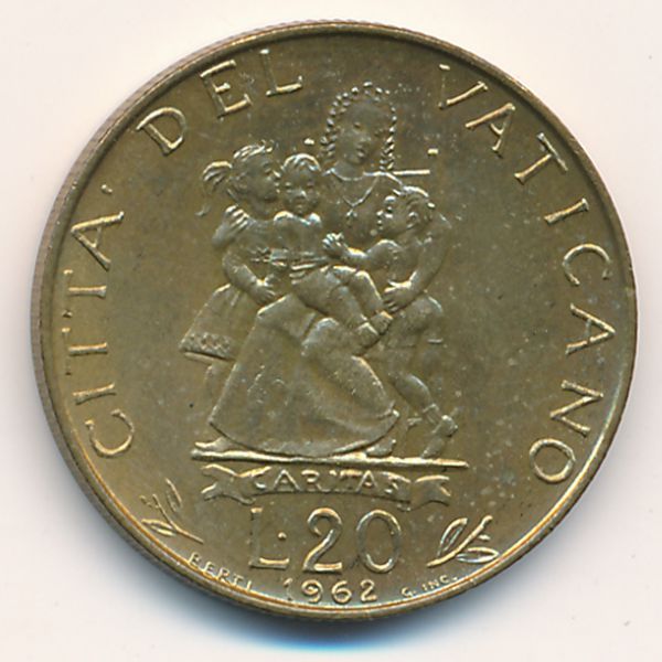Ватикан, 20 лир (1962 г.)