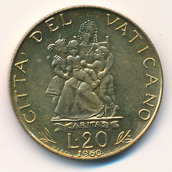 Ватикан, 20 лир (1960 г.)