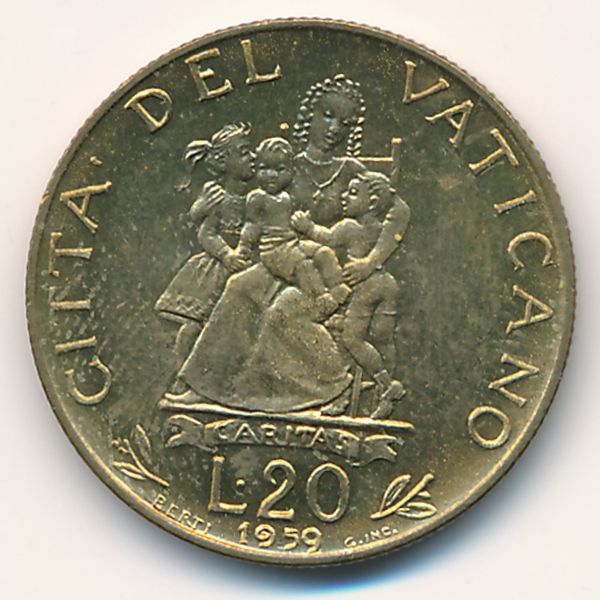 Ватикан, 20 лир (1959 г.)