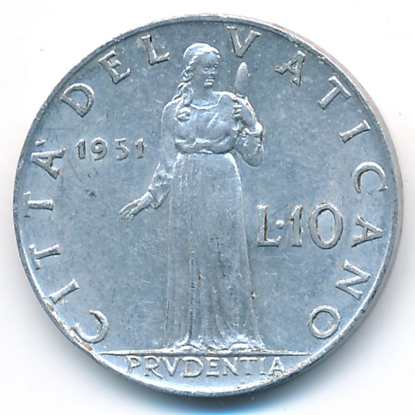 Ватикан, 10 лир (1951 г.)