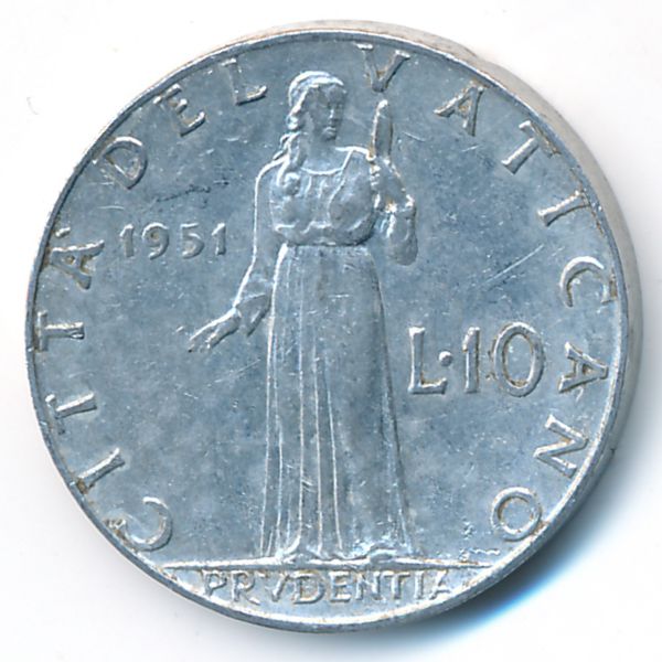 Ватикан, 10 лир (1951 г.)