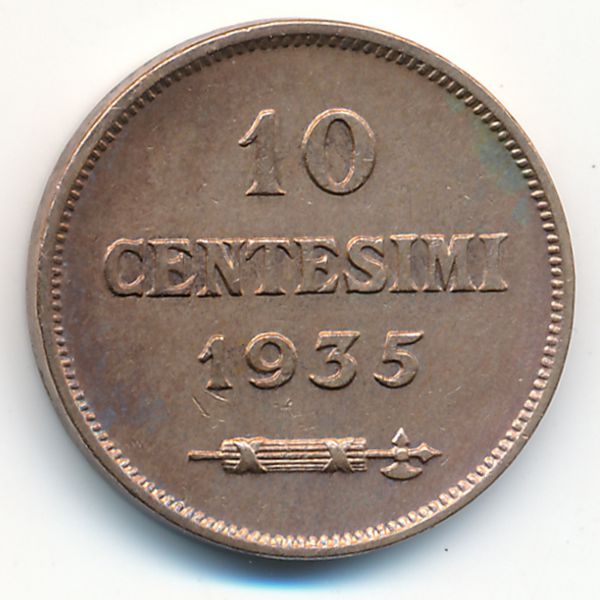 Сан-Марино, 10 чентезимо (1935 г.)
