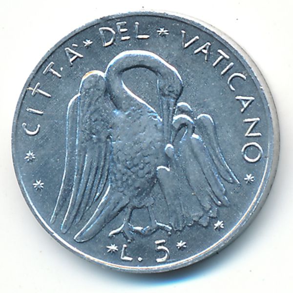 Ватикан, 5 лир (1977 г.)