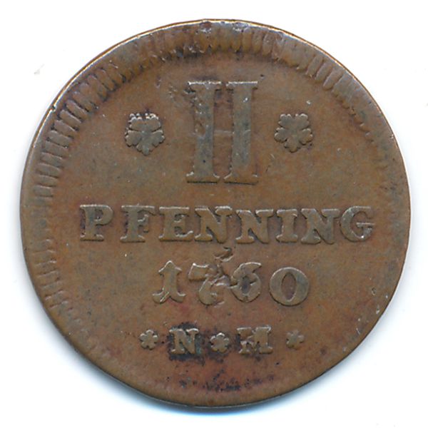 Трир, 2 пфеннинга (1760 г.)