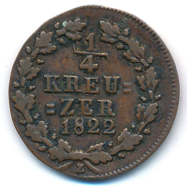 Нассау, 1/4 крейцера (1822 г.)