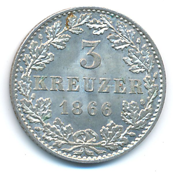 Франкфурт, 3 крейцера (1866 г.)