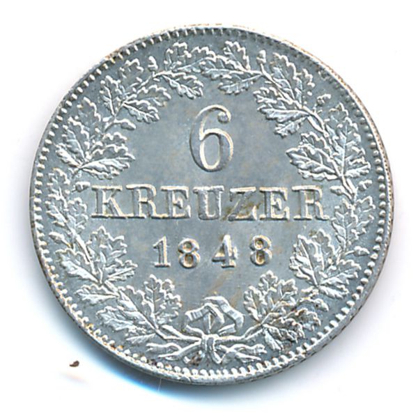 Нассау, 6 крейцеров (1848 г.)