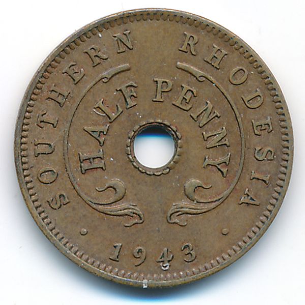 Южная Родезия, 1/2 пенни (1943 г.)