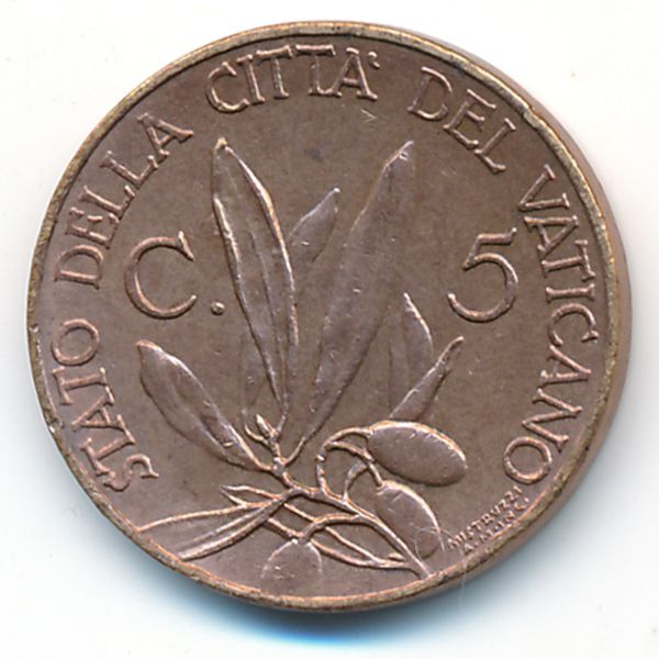 Ватикан, 5 чентезимо (1936 г.)