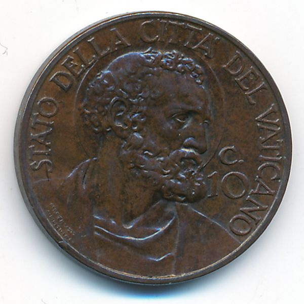 Ватикан, 10 чентезимо (1934 г.)