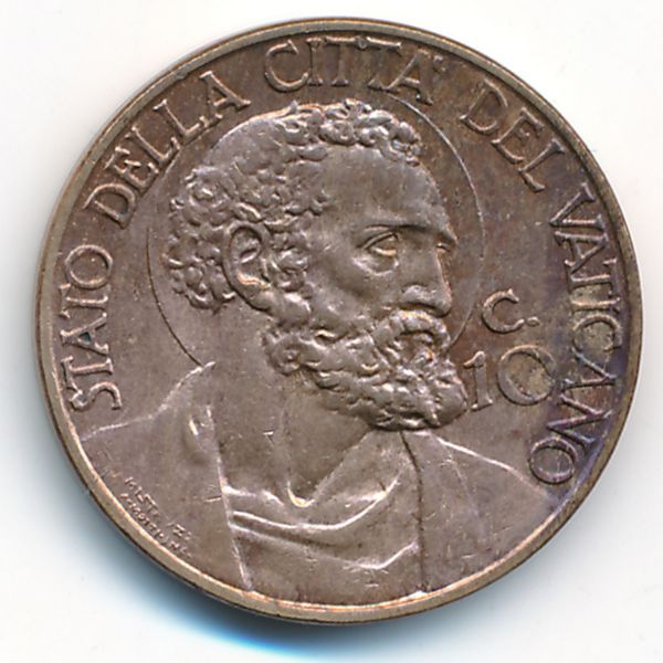 Ватикан, 10 чентезимо (1930 г.)