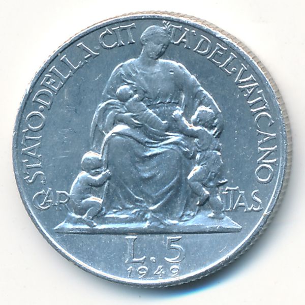 Ватикан, 5 лир (1949 г.)