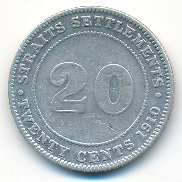 Стрейтс-Сетлментс, 20 центов (1910 г.)