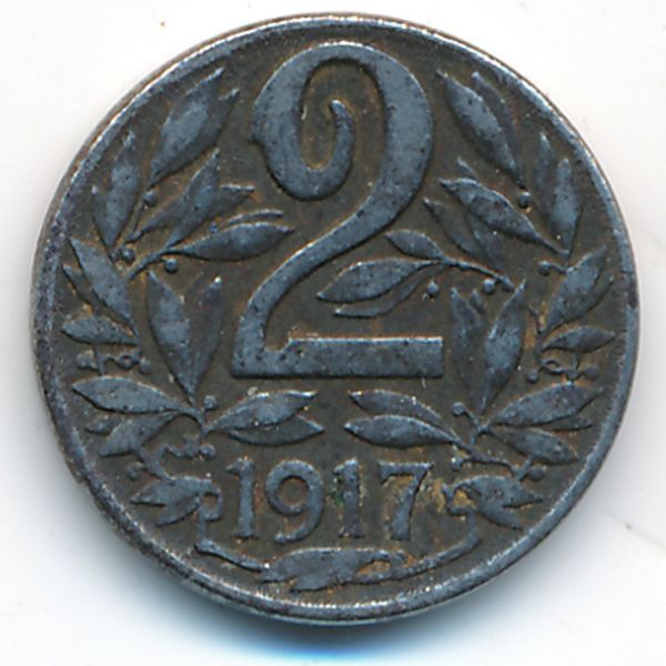 Австрия, 2 геллера (1917 г.)