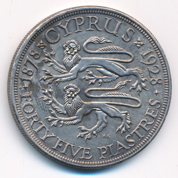 Кипр, 45 пиастров (1928 г.)