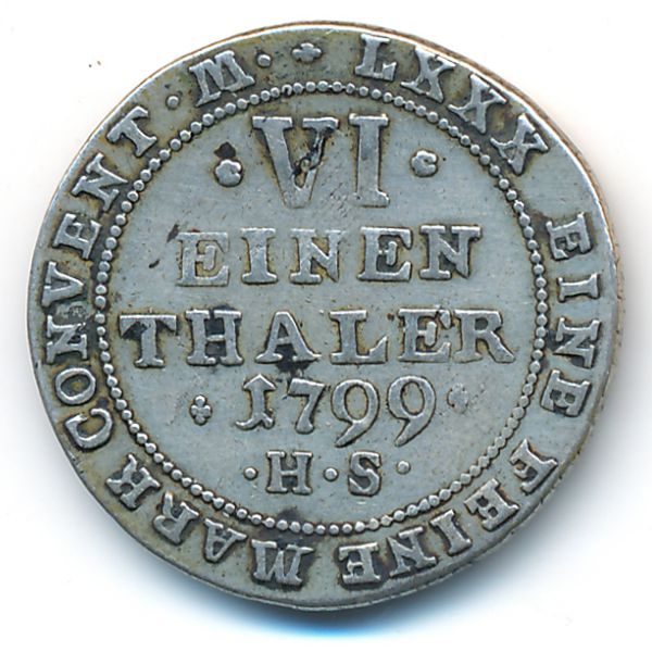 Анхальт-Бернбург, 1/6 талера (1799 г.)