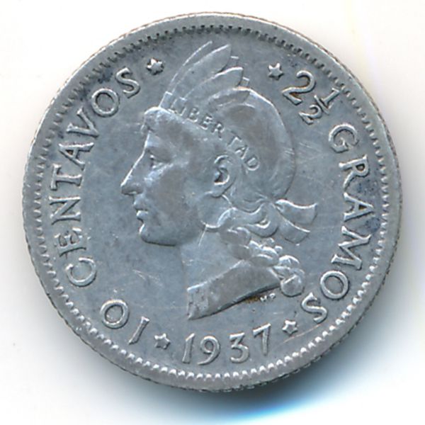 Доминиканская республика, 10 сентаво (1937 г.)