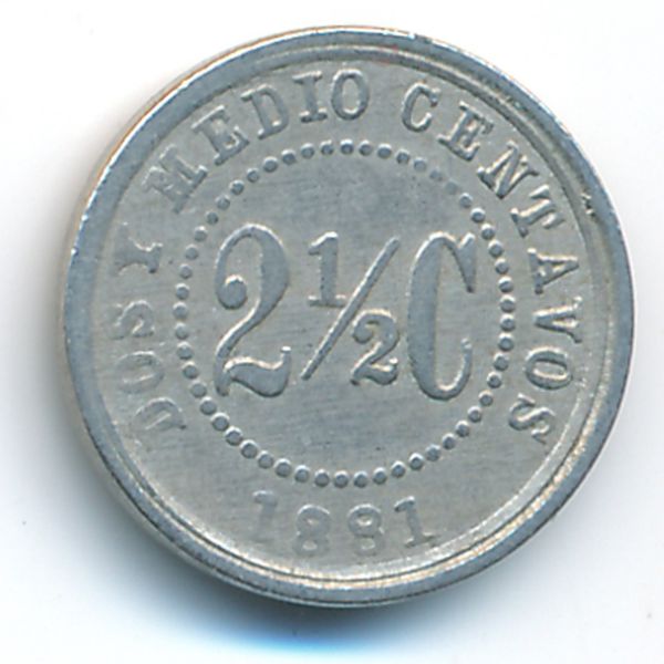 Колумбия, 2 1/2 сентаво (1881 г.)