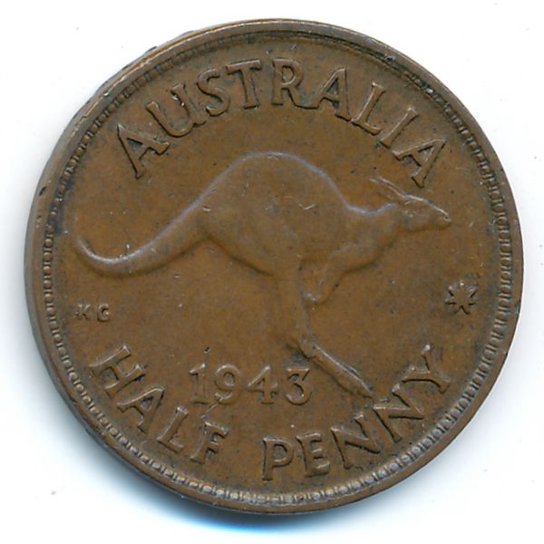 Австралия, 1/2 пенни (1943 г.)