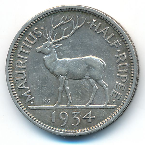 Маврикий, 1/2 рупии (1934 г.)