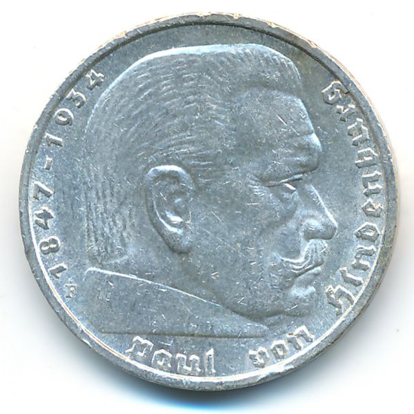 Третий Рейх, 5 рейхсмарок (1939 г.)