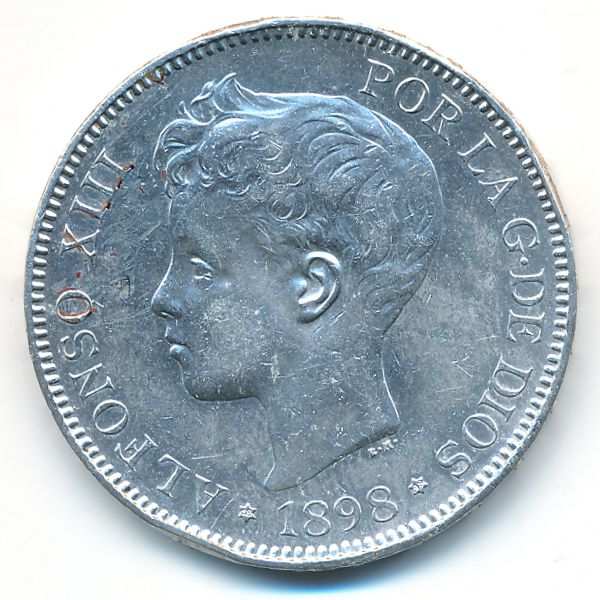 Испания, 5 песет (1898 г.)